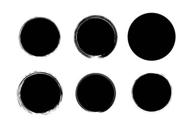 Çember Şekli Doldurulmuş Kalın grunge şekli Fırça darbesi piktogram sembolü görsel illüstrasyon