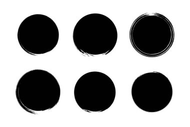 Çember Şekli Doldurulmuş Kalın grunge şekli Fırça darbesi piktogram sembolü görsel illüstrasyon