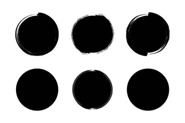 Çember Şekli Doldurulmuş Kalın grunge şekli Fırça darbesi piktogram sembolü görsel illüstrasyon