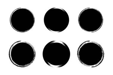 Çember Şekli Doldurulmuş Kalın grunge şekli Fırça darbesi piktogram sembolü görsel illüstrasyon