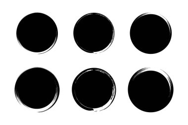 Çember Şekli Doldurulmuş Kalın grunge şekli Fırça darbesi piktogram sembolü görsel illüstrasyon