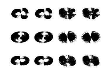 Yatay Oval Şekli Kalın grunge şekli Fırça darbesi piktogram sembolü görsel örnekleme