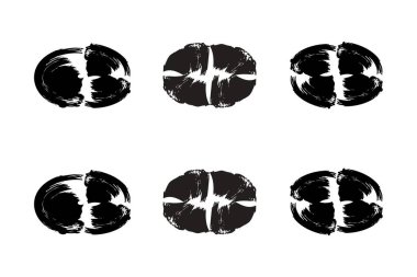 Yatay Oval Şekli Kalın grunge şekli Fırça darbesi piktogram sembolü görsel örnekleme