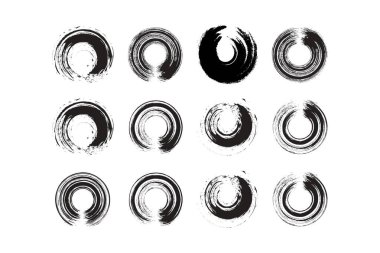 Soyut çember şekli kalın grunge şekli fırça darbesi piktogram sembolü görsel illüstrasyon