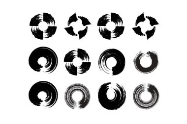 Soyut çember şekli kalın grunge şekli fırça darbesi piktogram sembolü görsel illüstrasyon