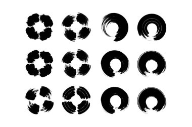 Soyut çember şekli kalın grunge şekli fırça darbesi piktogram sembolü görsel illüstrasyon