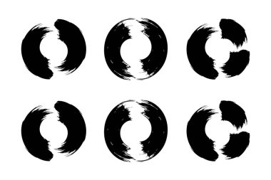 Soyut çember şekli kalın grunge şekli fırça darbesi piktogram sembolü görsel illüstrasyon