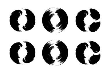 Soyut çember şekli kalın grunge şekli fırça darbesi piktogram sembolü görsel illüstrasyon