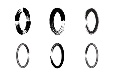 Soyut Dikey Oval Şekli grunge şekli Fırça darbesi piktogram sembolü görsel illüstrasyon