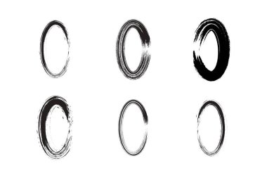 Soyut Dikey Oval Şekli grunge şekli Fırça darbesi piktogram sembolü görsel illüstrasyon