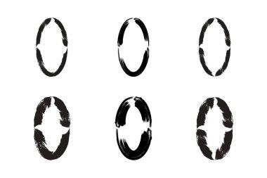 Soyut Dikey Oval Şekli grunge şekli Fırça darbesi piktogram sembolü görsel illüstrasyon