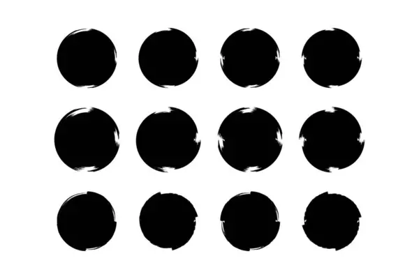 stock vector Circle Shape Filled Bold grunge shape Brush stroke pictogram symbol visual illustration Set