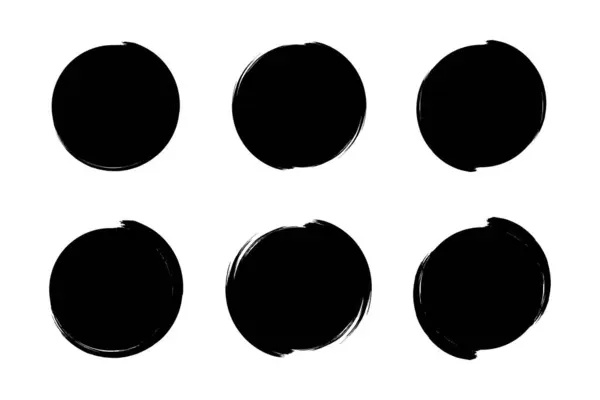 stock vector Circle Shape Filled Bold grunge shape Brush stroke pictogram symbol visual illustration Set