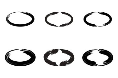 Soyut Yatay Oval Şekli grunge şekli Fırça darbesi piktogram sembolü görsel illüstrasyon