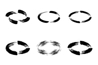 Soyut Yatay Oval Şekli grunge şekli Fırça darbesi piktogram sembolü görsel illüstrasyon