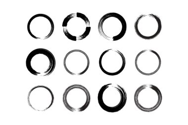 Soyut çember yuvarlak grunge şekli fırça darbesi piktogram sembolü görsel illüstrasyon