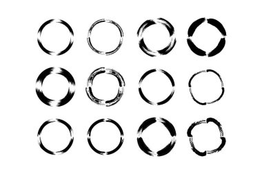 Soyut çember yuvarlak grunge şekli fırça darbesi piktogram sembolü görsel illüstrasyon