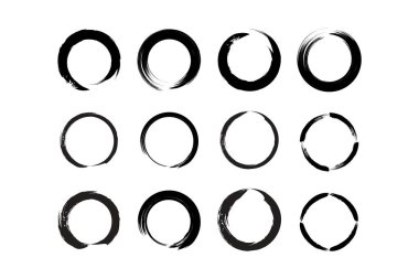 Soyut çember yuvarlak grunge şekli fırça darbesi piktogram sembolü görsel illüstrasyon