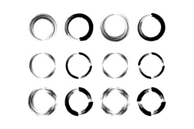 Soyut çember yuvarlak grunge şekli fırça darbesi piktogram sembolü görsel illüstrasyon