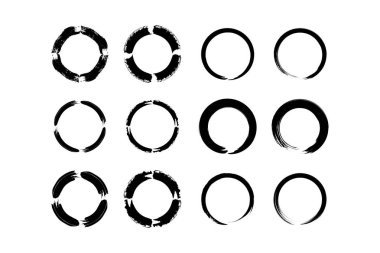 Soyut çember yuvarlak grunge şekli fırça darbesi piktogram sembolü görsel illüstrasyon