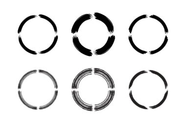 Soyut çember yuvarlak grunge şekli fırça darbesi piktogram sembolü görsel illüstrasyon