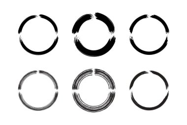 Soyut çember yuvarlak grunge şekli fırça darbesi piktogram sembolü görsel illüstrasyon