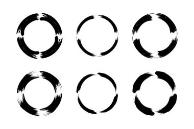 Soyut çember yuvarlak grunge şekli fırça darbesi piktogram sembolü görsel illüstrasyon