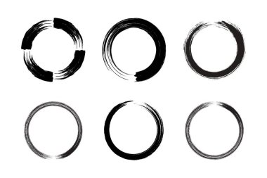 Soyut çember yuvarlak grunge şekli fırça darbesi piktogram sembolü görsel illüstrasyon