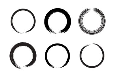 Soyut çember yuvarlak grunge şekli fırça darbesi piktogram sembolü görsel illüstrasyon