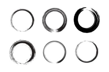 Soyut çember yuvarlak grunge şekli fırça darbesi piktogram sembolü görsel illüstrasyon