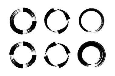 Soyut çember yuvarlak grunge şekli fırça darbesi piktogram sembolü görsel illüstrasyon