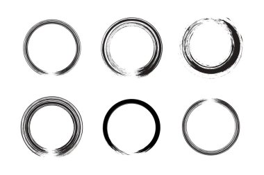 Soyut çember yuvarlak grunge şekli fırça darbesi piktogram sembolü görsel illüstrasyon