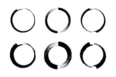 Soyut çember yuvarlak grunge şekli fırça darbesi piktogram sembolü görsel illüstrasyon