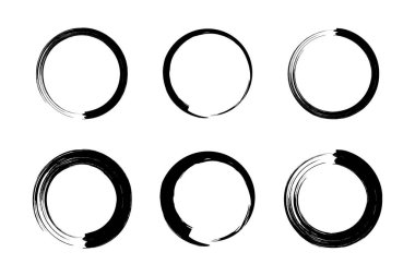 Soyut çember yuvarlak grunge şekli fırça darbesi piktogram sembolü görsel illüstrasyon