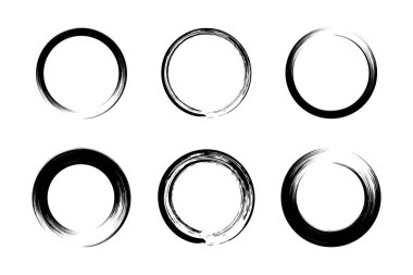 Soyut çember yuvarlak grunge şekli fırça darbesi piktogram sembolü görsel illüstrasyon