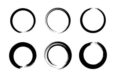 Soyut çember yuvarlak grunge şekli fırça darbesi piktogram sembolü görsel illüstrasyon