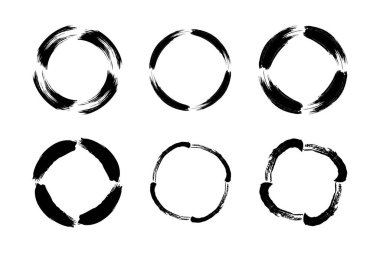 Soyut çember yuvarlak grunge şekli fırça darbesi piktogram sembolü görsel illüstrasyon