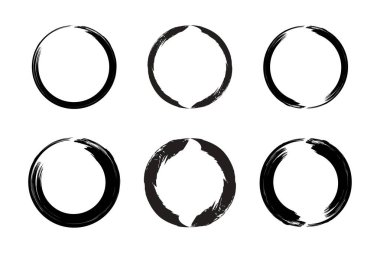 Soyut çember yuvarlak grunge şekli fırça darbesi piktogram sembolü görsel illüstrasyon