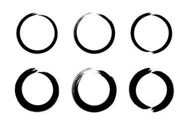 Soyut çember yuvarlak grunge şekli fırça darbesi piktogram sembolü görsel illüstrasyon