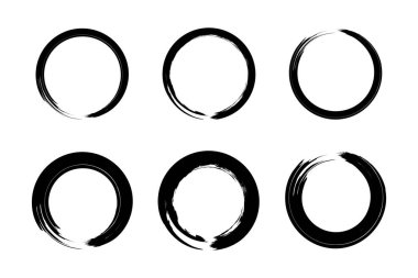 Soyut çember yuvarlak grunge şekli fırça darbesi piktogram sembolü görsel illüstrasyon