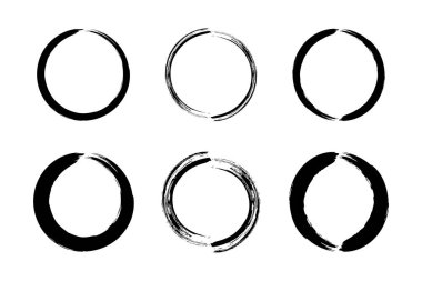 Soyut çember yuvarlak grunge şekli fırça darbesi piktogram sembolü görsel illüstrasyon