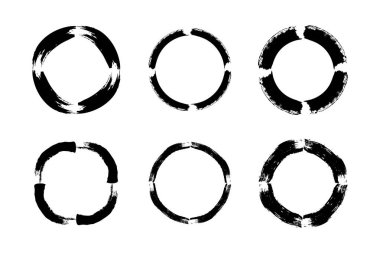 Soyut çember yuvarlak grunge şekli fırça darbesi piktogram sembolü görsel illüstrasyon