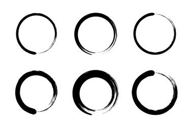 Soyut çember yuvarlak grunge şekli fırça darbesi piktogram sembolü görsel illüstrasyon