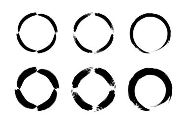 Soyut çember yuvarlak grunge şekli fırça darbesi piktogram sembolü görsel illüstrasyon