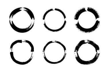 Soyut çember yuvarlak grunge şekli fırça darbesi piktogram sembolü görsel illüstrasyon