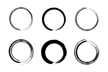 Soyut çember yuvarlak grunge şekli fırça darbesi piktogram sembolü görsel illüstrasyon