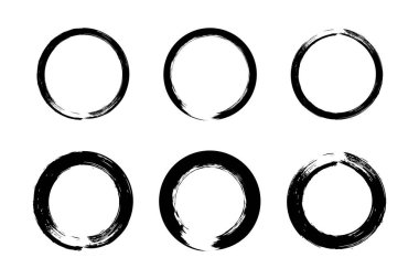 Soyut çember yuvarlak grunge şekli fırça darbesi piktogram sembolü görsel illüstrasyon