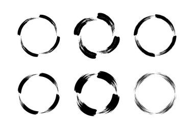 Soyut çember yuvarlak grunge şekli fırça darbesi piktogram sembolü görsel illüstrasyon