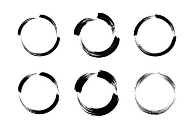 Soyut çember yuvarlak grunge şekli fırça darbesi piktogram sembolü görsel illüstrasyon