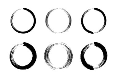 Soyut çember yuvarlak grunge şekli fırça darbesi piktogram sembolü görsel illüstrasyon